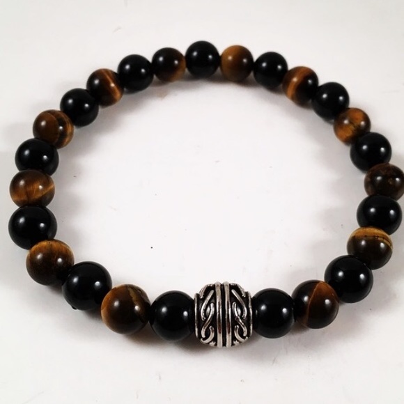 Men or women tiger eye onyx celtic charm bracelet - Picture 2 of 6